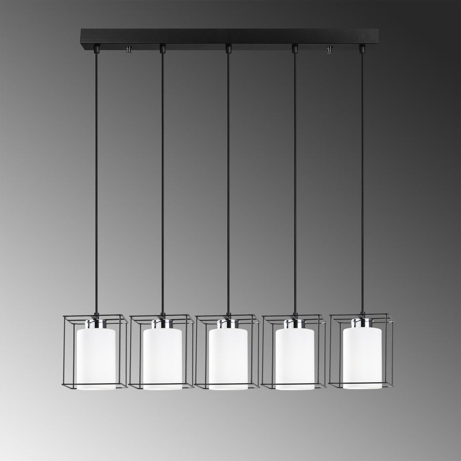 Camlı Metal Çerçeve Sıralı Sarkıt - Siyah