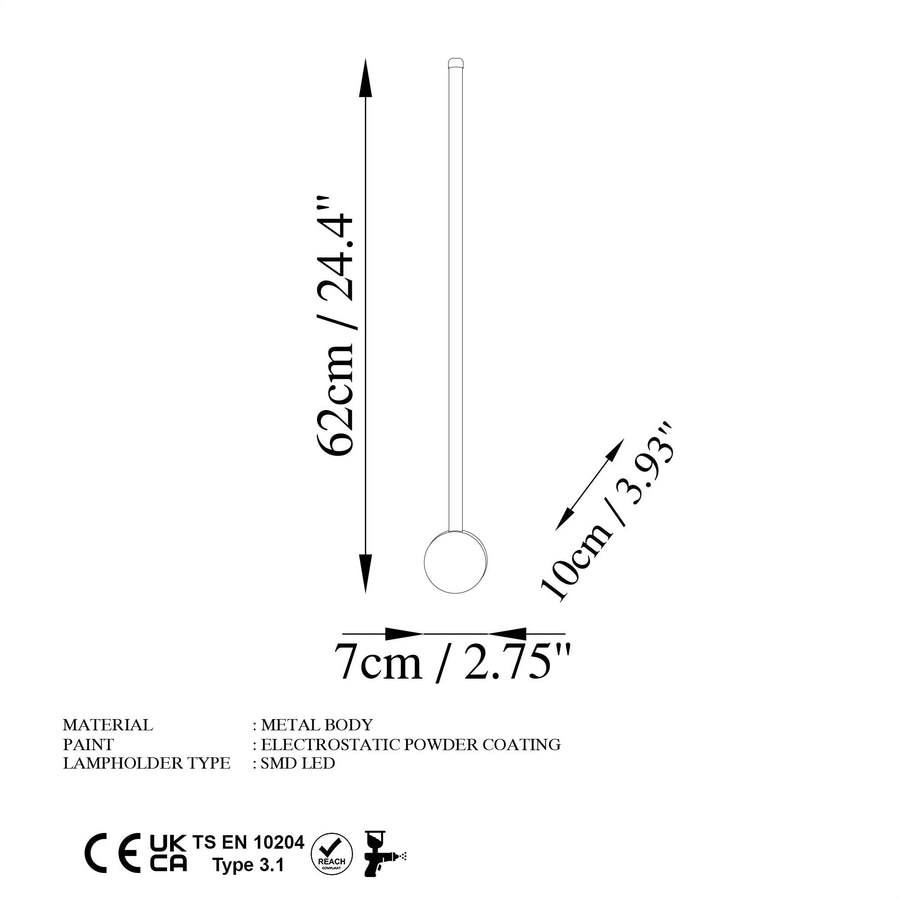 Modern LED Çubuk Aplik Metal - Siyah