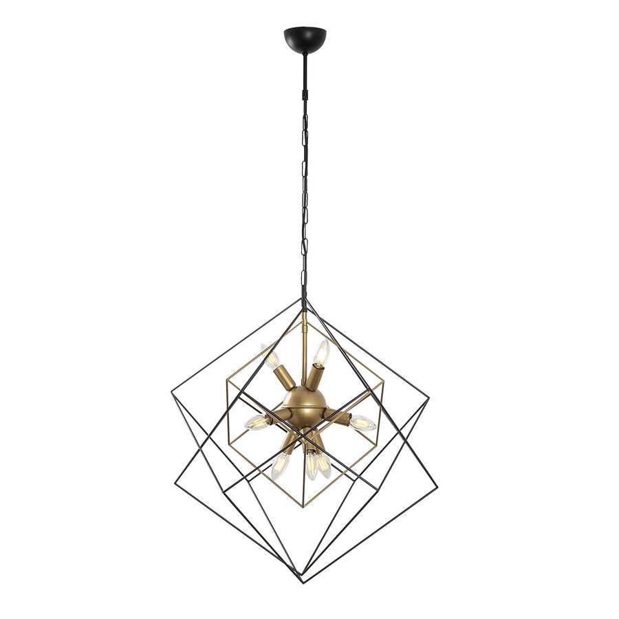 Geometrik Kafes Metal Avize 9'lu - Siyah