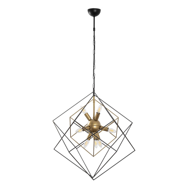 Geometrik Kafes Metal Avize 9'lu - Siyah