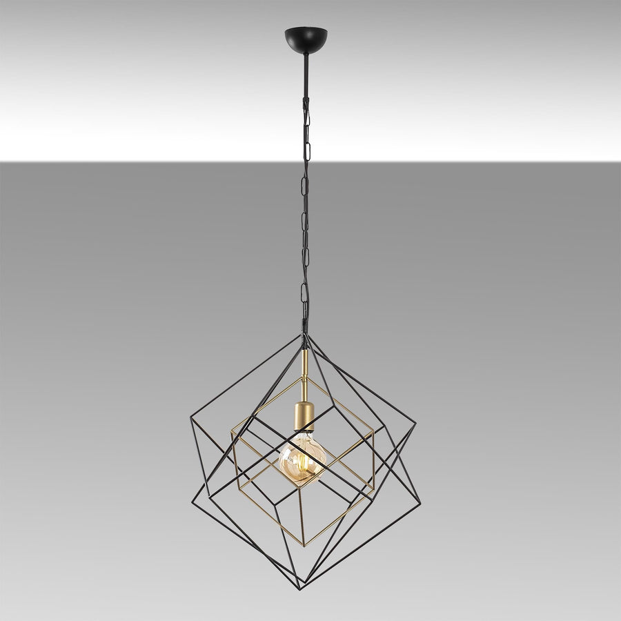 Geometrik Kafes Metal Avize 9'lu - Siyah