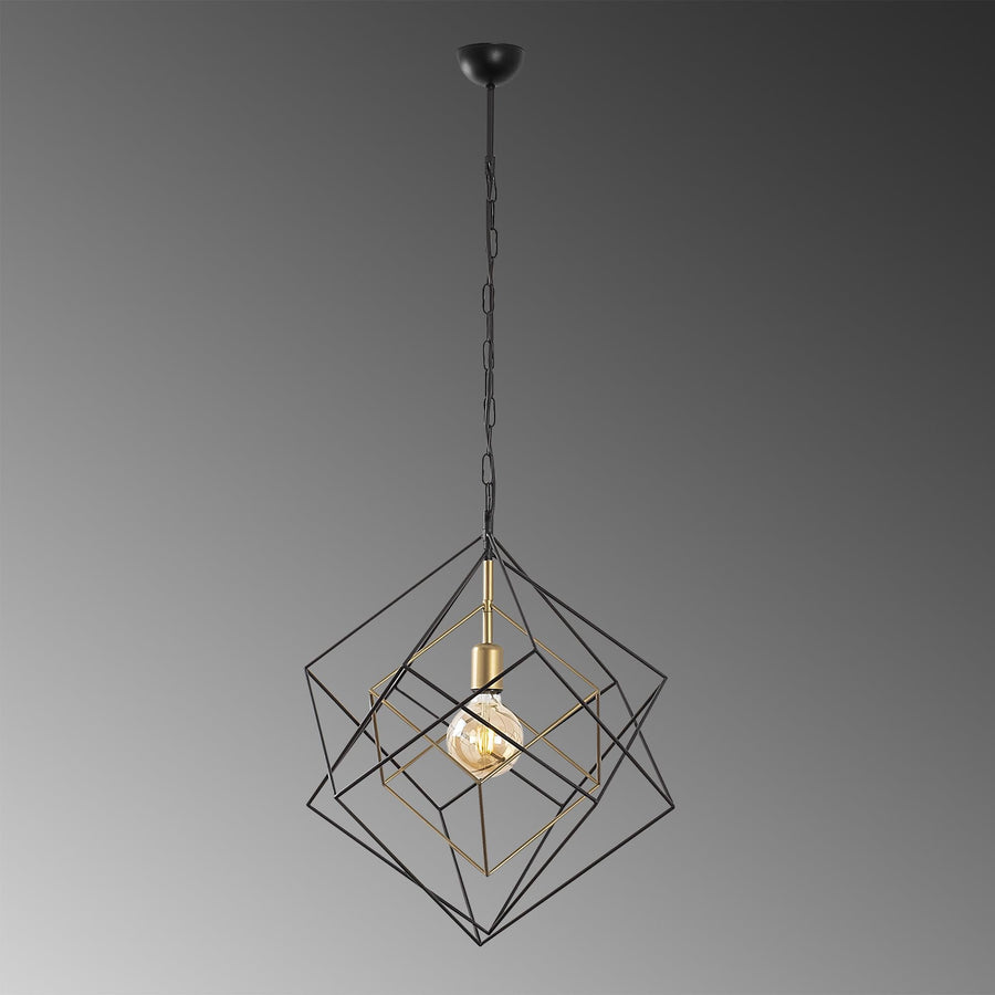Geometrik Kafes Metal Avize 9'lu - Siyah