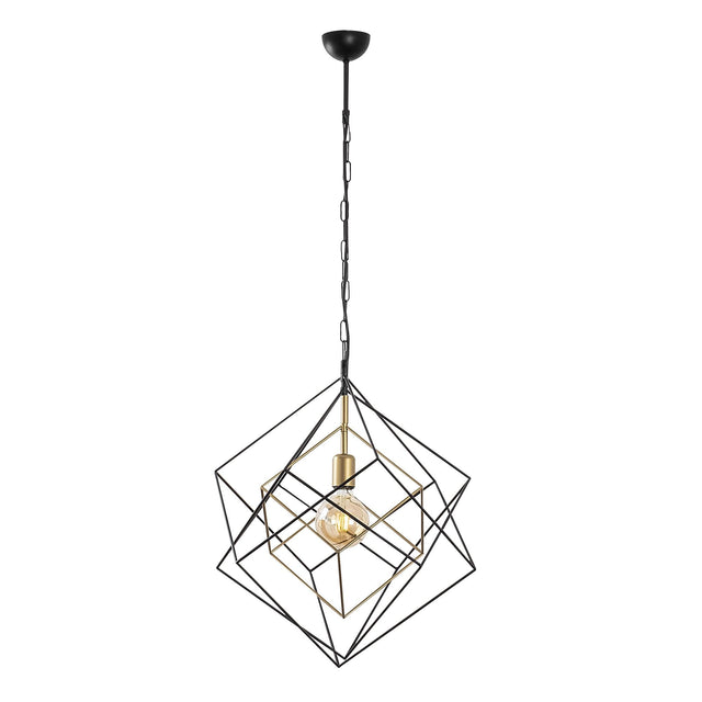 Geometrik Kafes Metal Avize 9'lu - Siyah