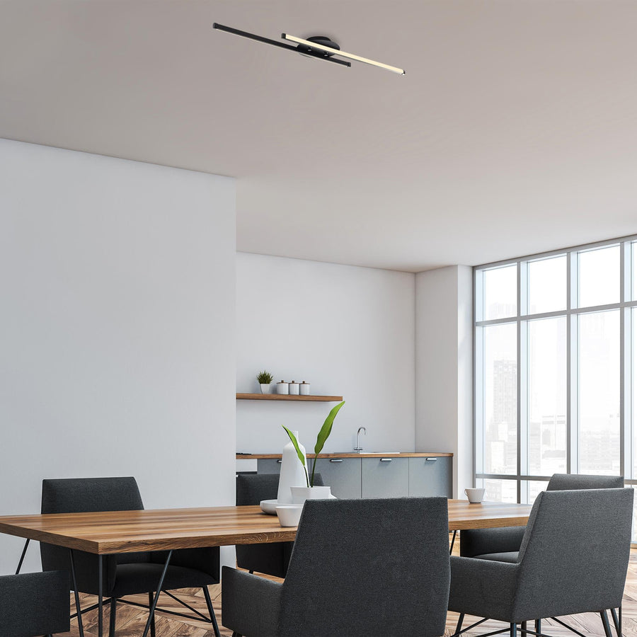 Çift Çubuk Modern LED Avize - Siyah