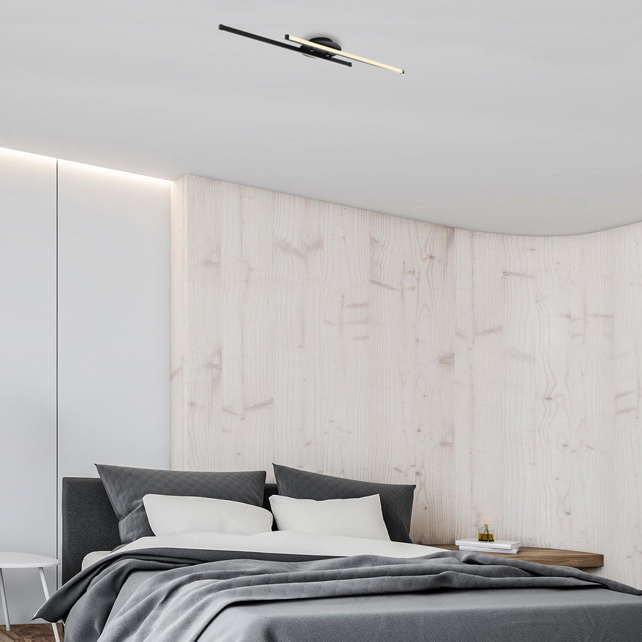 Çift Çubuk Modern LED Avize - Siyah