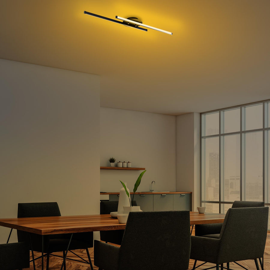 Çift Çubuk Modern LED Avize - Siyah