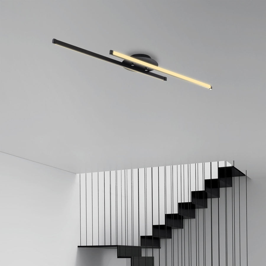 Çift Çubuk Modern LED Avize - Siyah