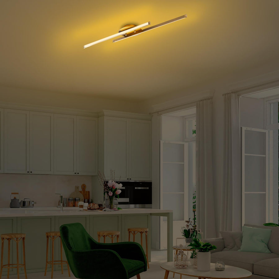 Çift Çubuk Modern LED Avize - Altın