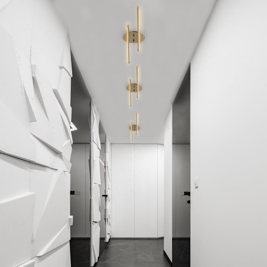 Çift Çubuk Modern LED Avize - Altın
