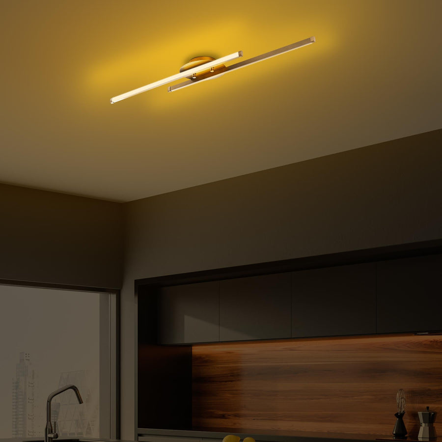 Çift Çubuk Modern LED Avize - Altın