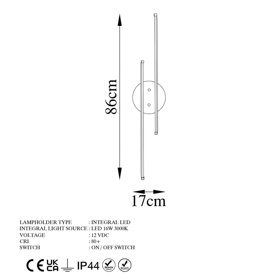 Çift Çubuk Modern LED Aplik - Siyah