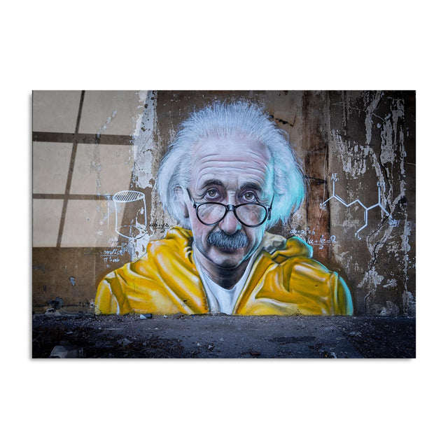 Einstein Graffiti Street Art Cam Tablo - Sarı