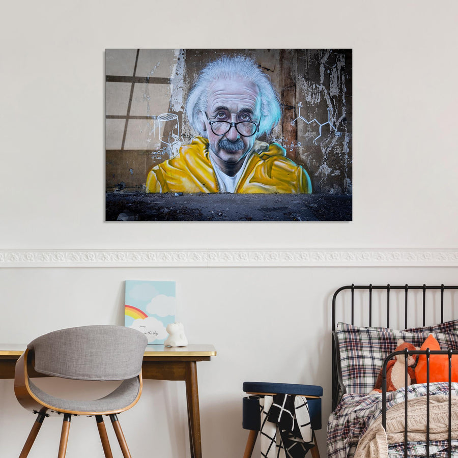 Einstein Graffiti Street Art Cam Tablo - Sari