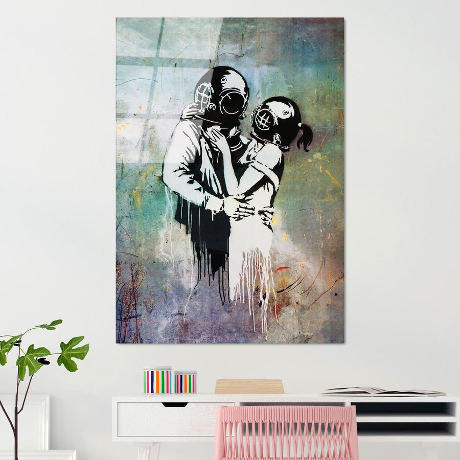 Banksy Dalgic Cam Tablo - Cok-Renkli