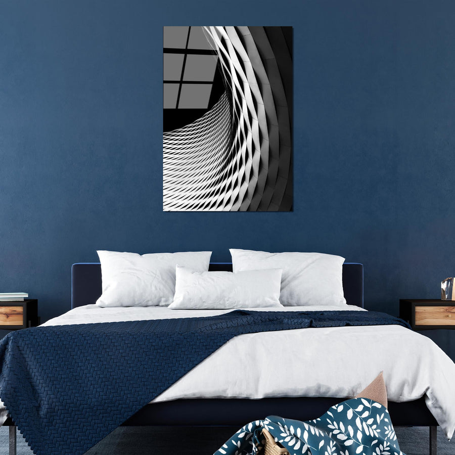 Mimari Spiral Modern Cam Tablo - Siyah