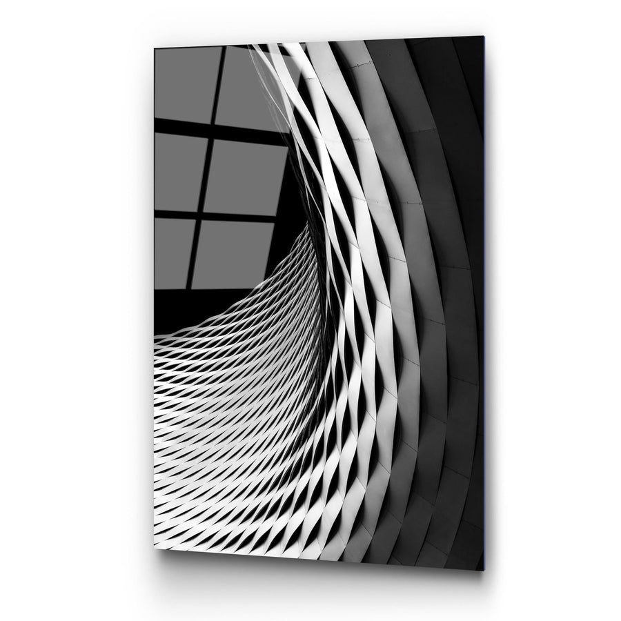 Mimari Spiral Modern Cam Tablo - Siyah