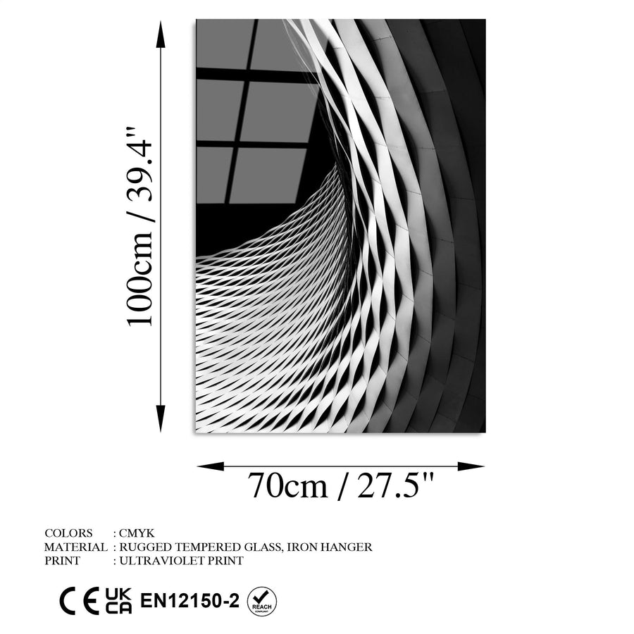 Mimari Spiral Modern Cam Tablo - Siyah