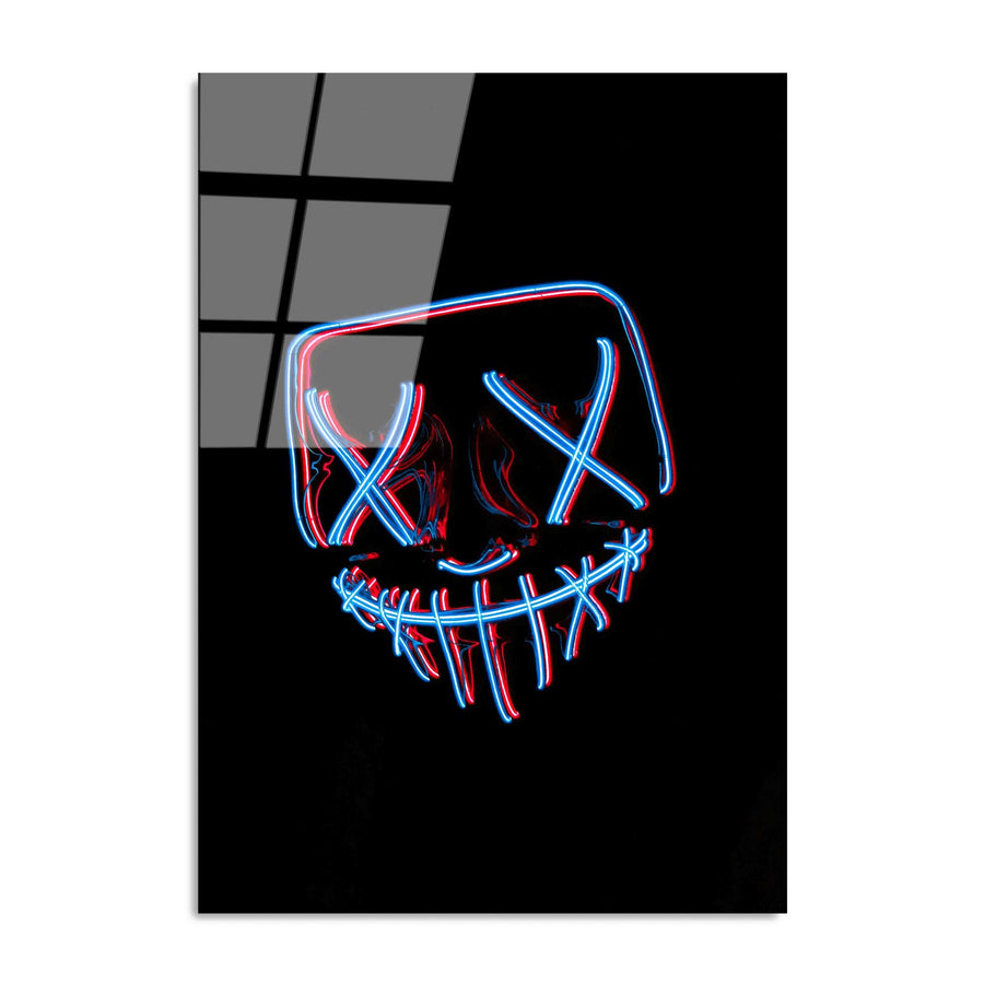 Maskeli Yuz Pop-Art Cam Tablo - Siyah
