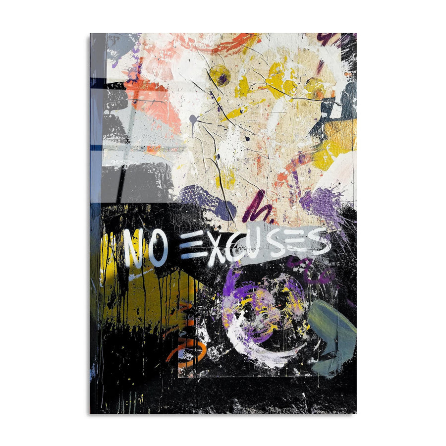 No Excuses Graffiti Cam Tablo - Cok-Renkli