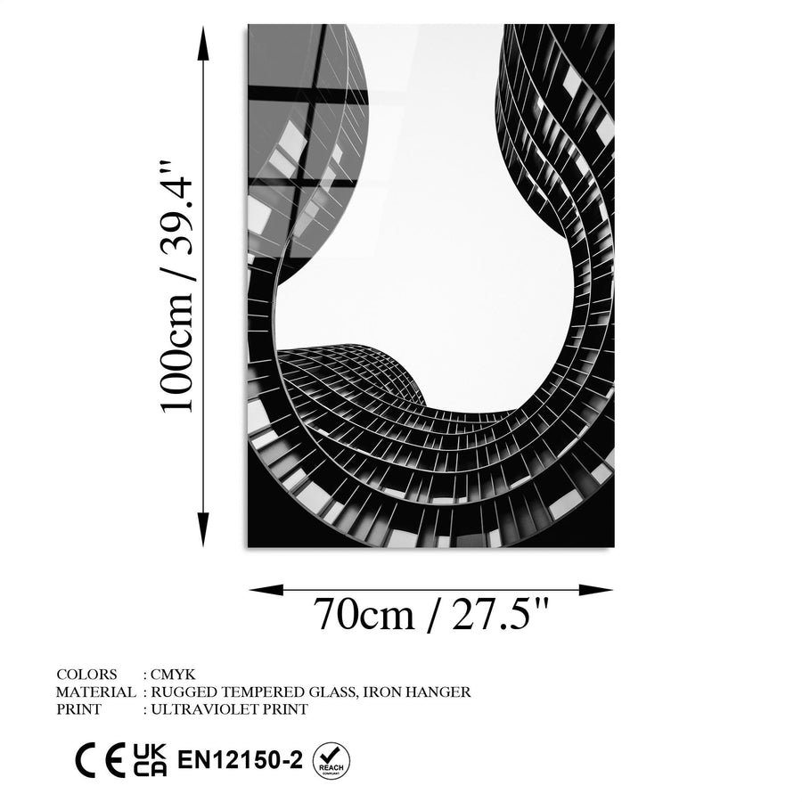 Mimari Gokdelen Modern Cam Tablo - Siyah