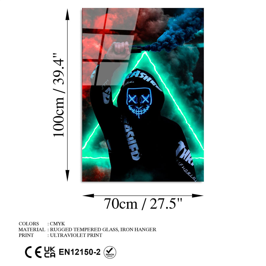 Maskeli Hoodie Figur Cam Tablo - Siyah