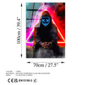 Maskeli Hoodie Figür Kırmızı Cam Tablo - Siyah