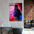 Maskeli Hoodie Figur Duman Cam Tablo - Siyah