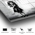 Semsiyeli Kiz Graffiti Cam Tablo - Siyah