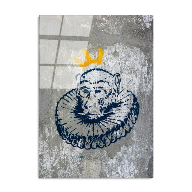 Tac Giyen Maymun Graffiti Cam Tablo - Gri