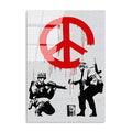 Asker Baris Isareti Banksy Cam Tablo - Beyaz