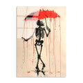 İskelet Şemsiye Banksy Cam Tablo - Krem