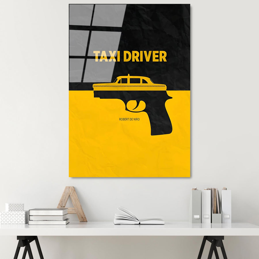 Taxi Driver Film Afiş Cam Tablo - Sari