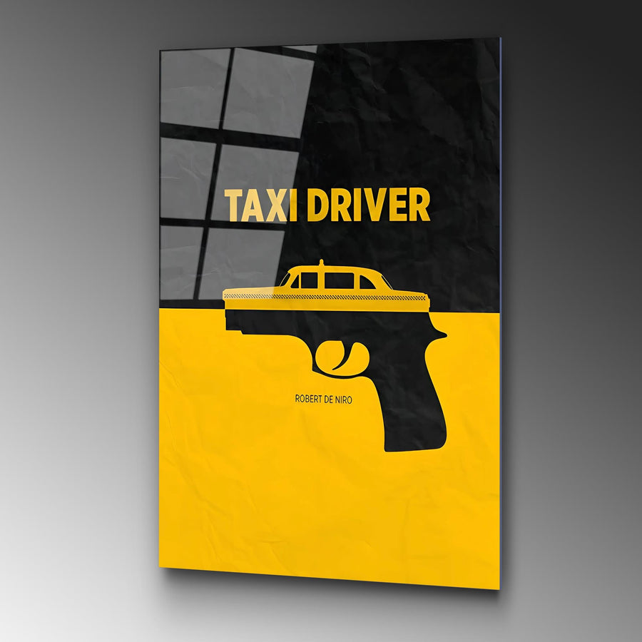 Taxi Driver Film Afiş Cam Tablo - Sari