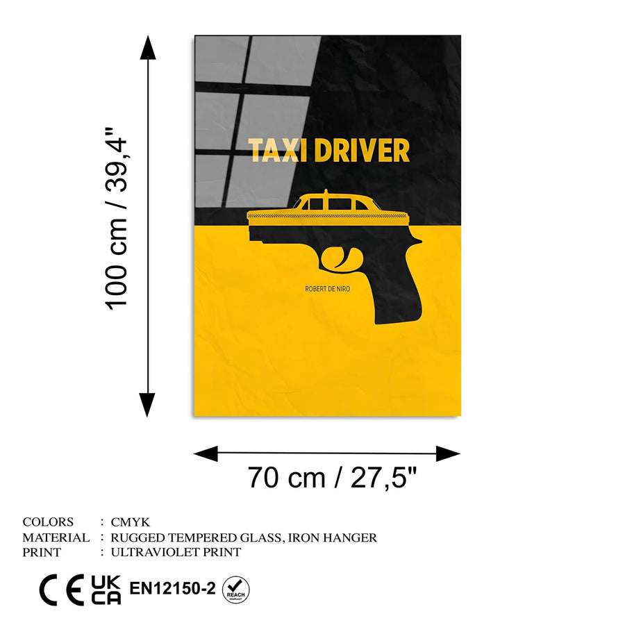 Taxi Driver Film Afiş Cam Tablo - Sari