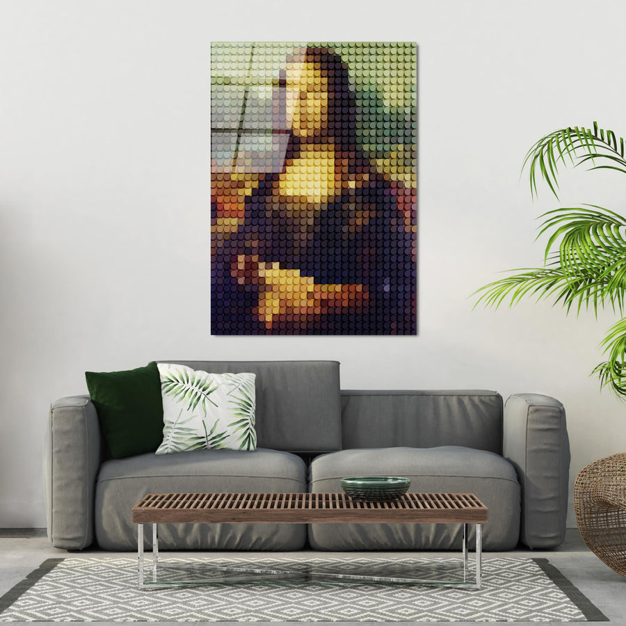 Mona Lisa Piksel Pop-Art Cam Tablo - Cok-Renkli