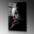 Joker Portre Siyah Beyaz Cam Tablo - Siyah