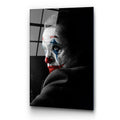 Joker Portre Siyah Beyaz Cam Tablo - Siyah