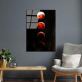 Kan Ay Evreleri Cam Tablo - Kirmizi