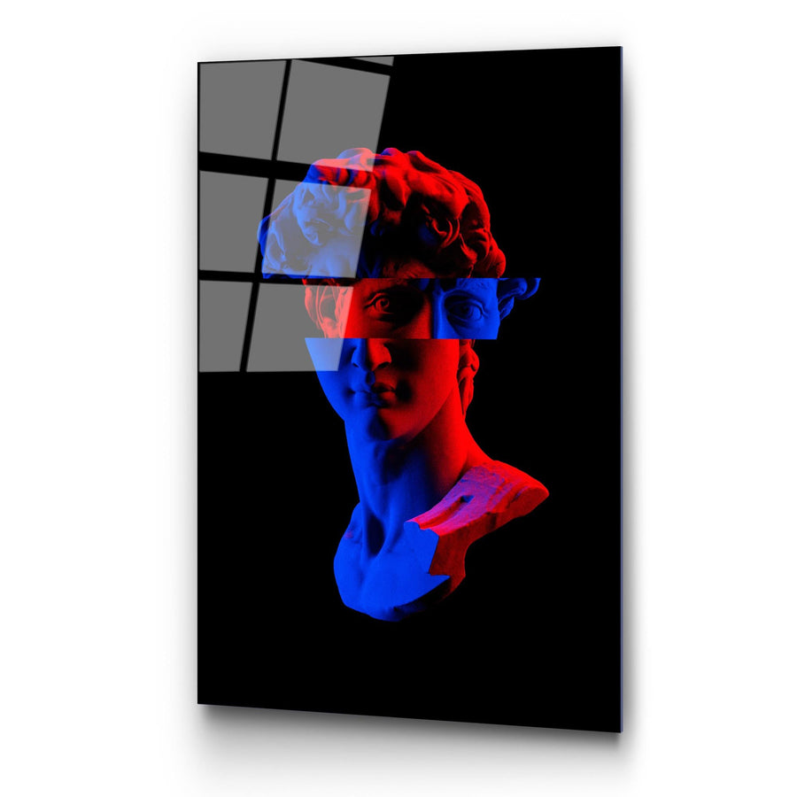 Davut Heykeli Pop Art Cam Tablo - Siyah