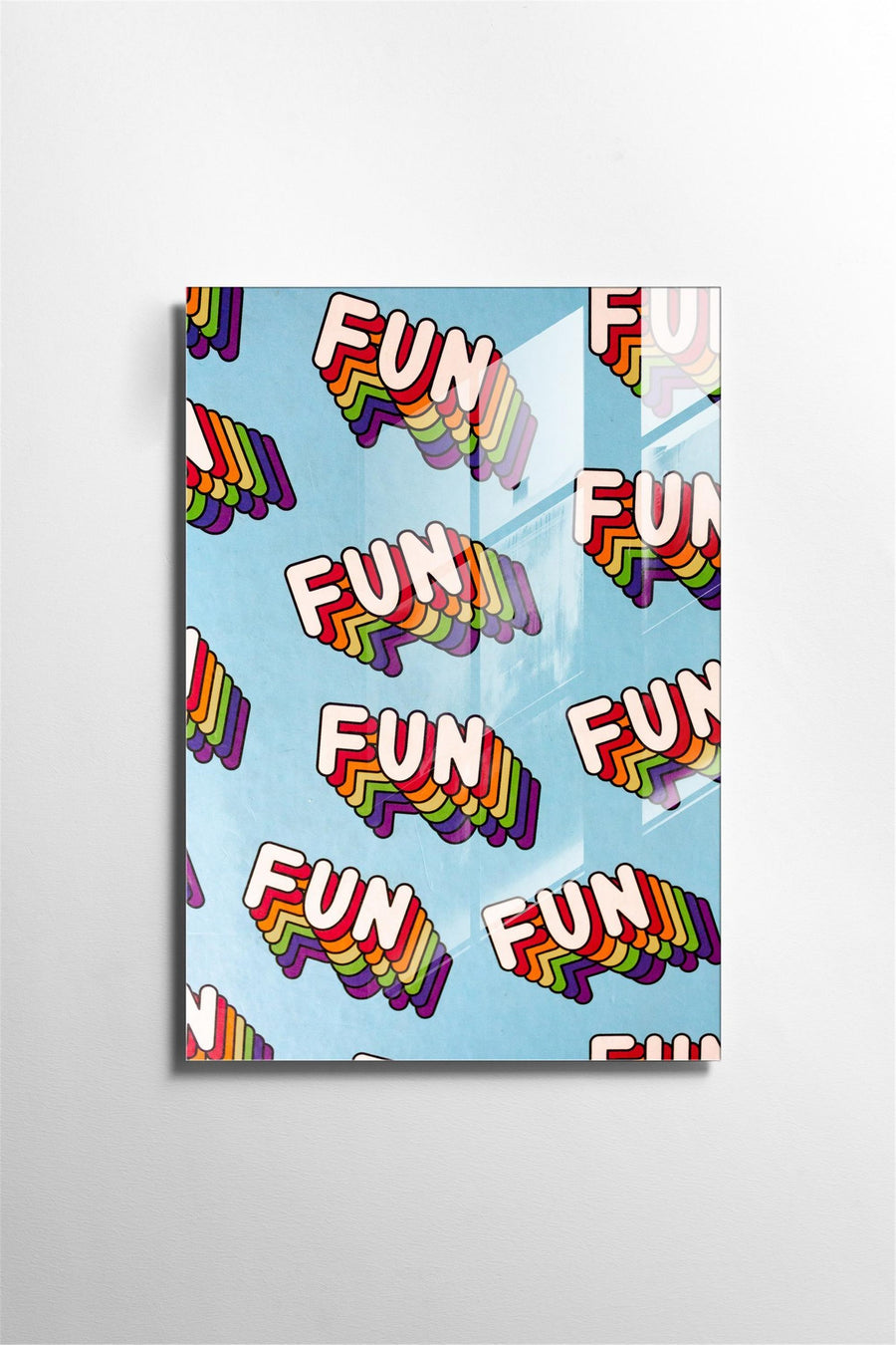 FUN Yazili Pop-Art Cam Tablo - Mavi