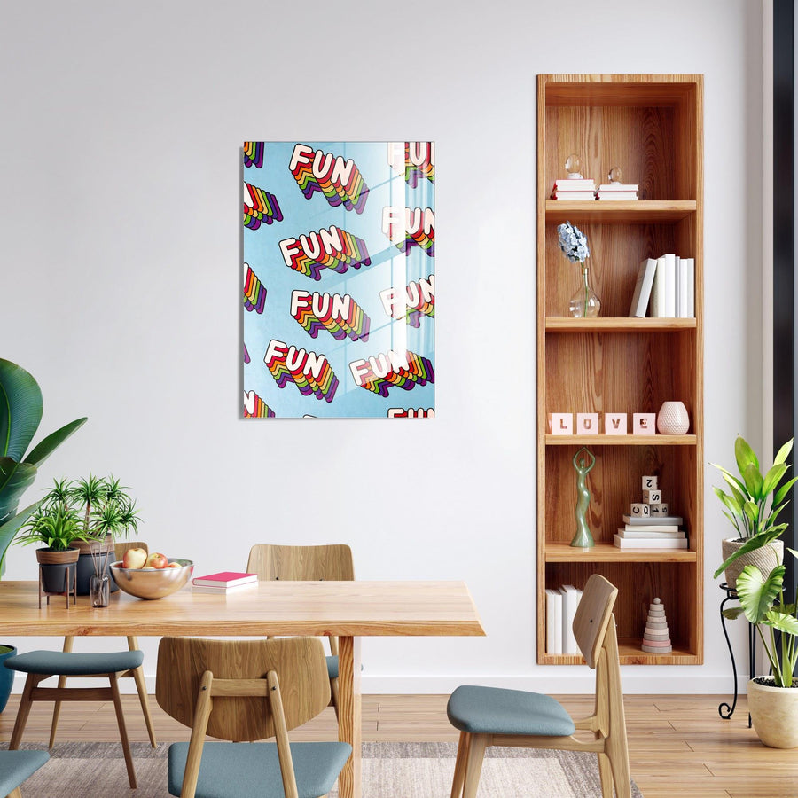 FUN Yazili Pop-Art Cam Tablo - Mavi