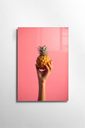 Ananas Pop-Art Cam Tablo - Pembe