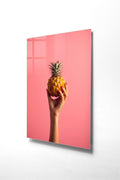 Ananas Pop-Art Cam Tablo - Pembe