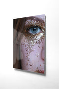 Glitter Goz Kadin Cam Tablo - Pembe