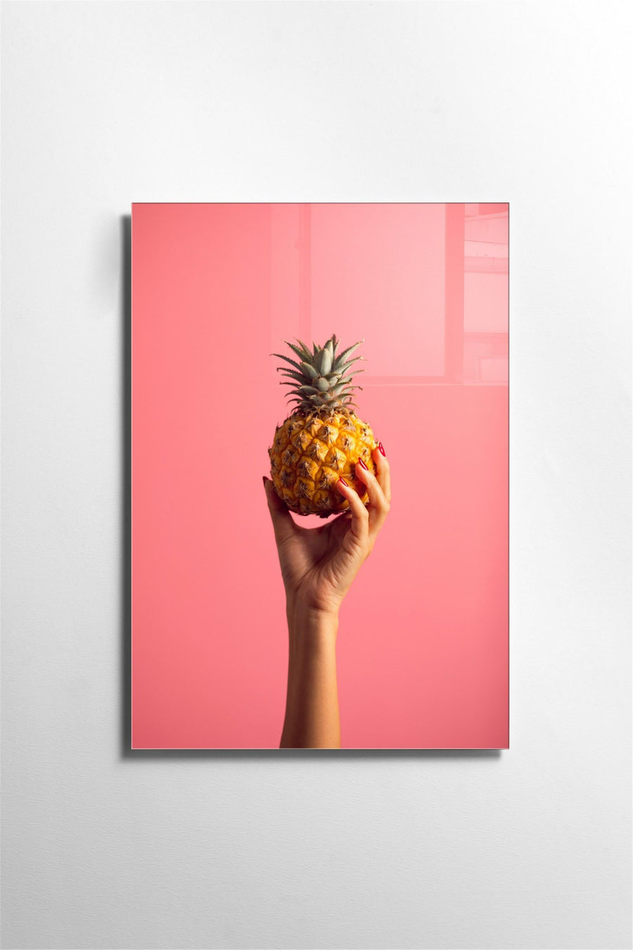 Ananas Tutan El Cam Tablo - Pembe