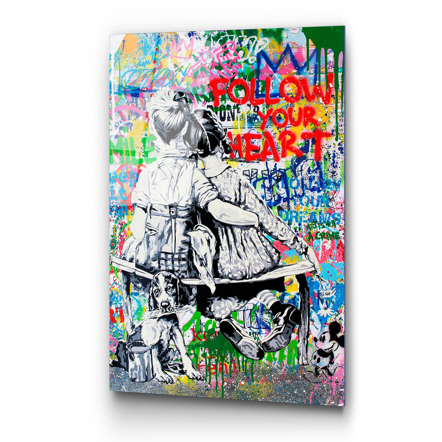 Follow Your Heart Graffiti Cam Tablo - Cok-Renkli
