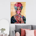 Frida Kahlo Graffiti Pop Art Cam Tablo - Altin