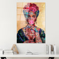 Frida Kahlo Graffiti Pop Art Cam Tablo - Altin