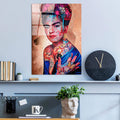 Frida Kahlo Bakir Pop Art Cam Tablo - Bakir