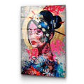 Geisha Graffiti Pop Art Cam Tablo - Cok-Renkli